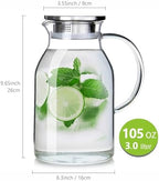 105OZ Glass Pitcher with Lid and Spout - High Heat Resistance Pitcher for Hot/Cold Water & Iced Tea (XL3.0L) - Image 2