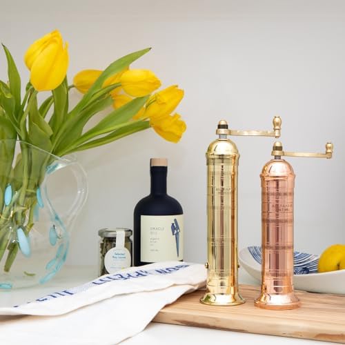 Alexander Home Original Greek Salt Mill, 8-Inch Brass – European Manual Salt Grinder Refillable - Image 4