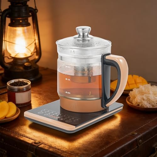 Electric Glass Kettle，1.8 L Portable Hot Water Kettle，Black Food-Grade Stainless Steel Water Maker, Electric Health Pot with Tea Infuser Egg Steamer for Fragrant Tea, Coffee - Image 3