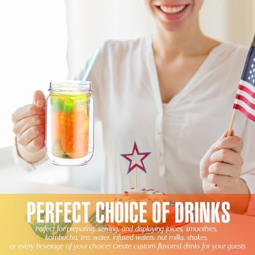 Suclain Plastic Mason Jars with Handles, Lids and Straws, Classic Color - Image 6