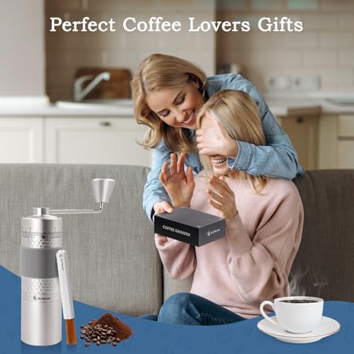 Manual Coffee Grinder, Hand Coffee Grinder, Metal Body with Seven star titanium plated 440 Stainless Steel Conical Burr Portable Coffee Grinders for Home Use, Office, Travel - Image 6