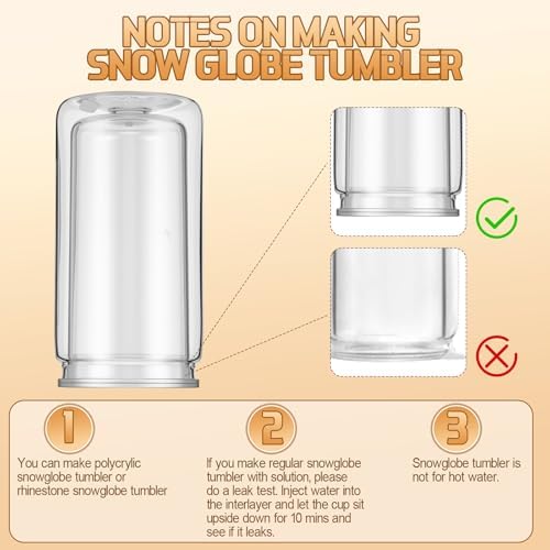 Willinglong 10 Pack 16 oz Snow Globe Cups Wall Double Acrylic Lid Straw - Image 6