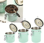 TANIQIACA Mint Green Coffee Canister, Food-Grade Stainless Steel Airtight Container with Scoop for Storing Coffee, Tea and Nuts(1.2L) - Image 2