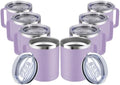 MEWAY 12oz Coffee Mug With Handle and Sliding Lid,Stainless Steel Travel Tumbler Cup with Handle,Double Wall Vacuum Insulated Camping Cup for Hot & Cold Drinks Tea (Lilac,Set of 8) by MEWAY