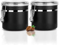 Walktosun Stainless Steel Food Container with Clear Lids Airtight Storage Container Stackable Small Canisters Kitchen Pantry Storage for Cereal, Snacks, Candy, Herbs, Spices, Sugar, Tea (1.2L Black) by Walktosun