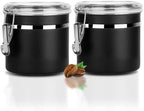 Walktosun Stainless Steel Food Container with Clear Lids Airtight Storage Container Stackable Small Canisters Kitchen Pantry Storage for Cereal, Snacks, Candy, Herbs, Spices, Sugar, Tea (1.2L Black) by Walktosun