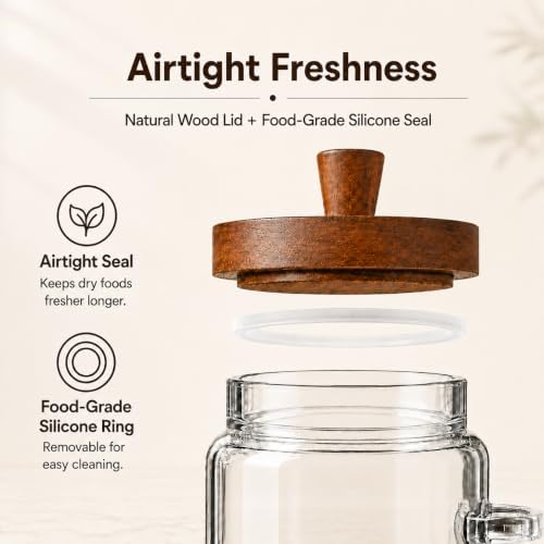 ANSQU 2 Pack Glass Jar with Spoon, 34oz Airtight Coffee Bean Container - Image 3