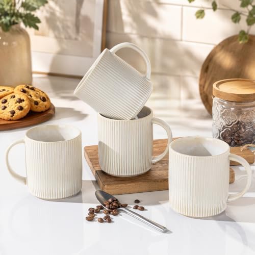 theterra Ceramic Coffee Mugs Set of 6, 14.2 oz Coffee Cups with Handle - Image 4