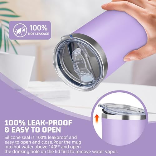 20 oz Tumbler with Lids and Straws, Stainless Steel Insulated Travel Coffee Mug, Double Wall Vacuum Insulated Tumblers, Powder Coated Coffee Tumbler for Cold & Hot Drinks (Mix Color-4, 4 Pack) - Image 5