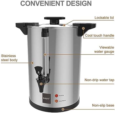 Valgus Commercial Stainless Steel Coffee Urn 110 Cup 16L Coffee Maker - Image 4