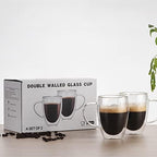 Double Wall Glass Coffee Cup, Insulated Tea, Café, Milk Mug (2-piece pack) (450ml, Irishtea) - Image 3