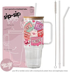 Sip-Sip Hooray! 40oz Retro Country Western Love Song Cassette Tapes Glass Tumbler with Lid and Straw Beverage Drinkware Drink Tumblers Mug Bottles - Image 2