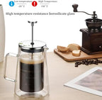 French Press Coffee & Tea Maker With Scale 3 Filter Stainless Steel Filter Plunger System & Durable Borosilicate Heat Resistant Glass For Hot & Cold Brew(1000ml) - Image 2
