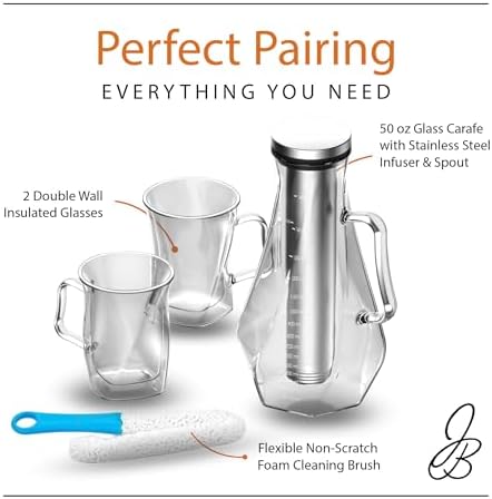 James Bentley 50oz Glass Cold Brew Coffee Maker Set + Easy-Clean Infuser - Image 3