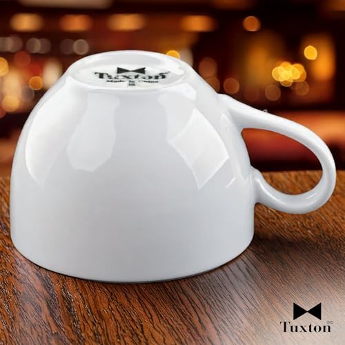 Tuxton China BPF-0801 Cappuccino Cup, 8 oz., 3-1/2" dia. x 2-1/2"H, microwave & dishwasher safe, oven proof, fully vitrified, lead-free, DuraTux, Porcelain White, Pack of 12 - Image 4