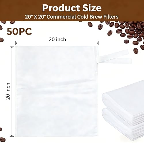50 Pcs 20x20 Drawstring Cold Brew Coffee Filter Bags, Commercial - Image 3