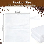 50 Pcs 20x20 Drawstring Cold Brew Coffee Filter Bags, Commercial - Image 3