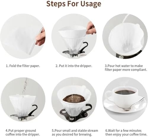 500 Pcs Wood Pulp Conical Filter Paper – Hand-Brewed Coffee Portable Drip Sheets for Households(Brown) - Image 4
