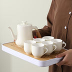 Modern Cream-style Tea Set, 1 Pot& 6 Cups with Tea Tray, Pure and Serene, Exquisite Packaging, Perfect for Mother's Day, Birthdays, and Christmas (Swan Model) - Image 3