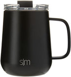 Simple Modern Voyager Signature Mug | Travel Coffee Tumbler with 360° Lid and Handle | Ceramic-Lined Insulated Stainless Steel Iced Cold Brew Cup | 12oz, Midnight Black by Unknown