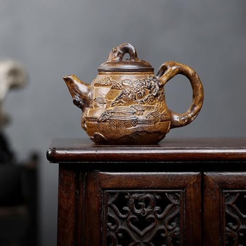 Tea Kettle Retro Stoneware Relief Gourd Teapot Home Chinese Tea Maker Ceramic Tea Infuser - Image 3