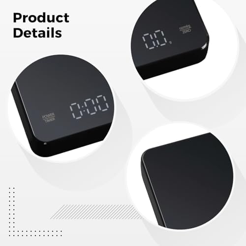 Espresso Scale with Timer, Rechargeable Mini Coffee Scale, 0.1 g Accuracy, Digital Scale for Pour Over, 5.9 x 5.1 x 0.89 in, 15 x 13 x 2.3 cm - Image 2