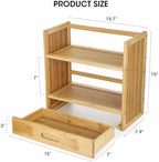 AIEVE Matcha Station Organizer, 2-Tier Bamboo Shelf with Hidden Drawer, Coffee Station Organizer Mug Holder Shelf for Matcha Whisk Set Bowl Cup Scoop Sifter - Image 2