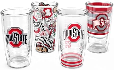 Tervis Ohio State Buckeyes - Assorted Made in USA Double Walled Insulated Tumbler Travel Cup Keeps Drinks Cold & Hot, 16oz 4pk, Classic by TervisTumblerCompany