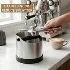 Coffee Grounds Knock Box, Large Stainless Steel Espresso Coffee Knock Box, Coffee Grind Knock Out Box with Removable Knock Bar and Coffee Brush, Coffee Grounds Container with Non-Slip Base - Image 2