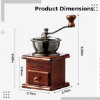 Retro Manual Coffee Grinder, Ceramic Burr Mill, Hand Crank Coffee Bean Grinder with Beech Wood Base & Catch Drawer, Classic Adjustable Coarseness for Home, Office, Espresso, 3.7 x 3.7 x 6.7 in - Image 4