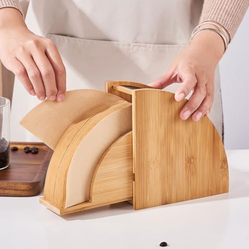 Coffee Filter Stand Large Capacity Wood Holder for Counter Storage - Image 5
