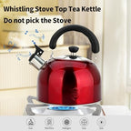 3.75 Quart/4L Whistling Tea Kettle,18/8 Stainless Steel, Red - Image 4