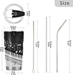 20 oz Piano Keys Music Note Insulated Tumbler Coffee Mug Double Wall Vacuum Travel Mug with Straw and Lid Stainless Steel - Image 3