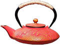 tetsubin Cast iron Tea Kettle workshop Healthy japanese flower pattern Teapot with Stainless Steel Infuser（30.4oz） (30.4 oz, red bamboo leaves) by Unknown