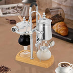 Belgium Family Balance Syphon Coffee Maker Belgian Siphon Unique Gravity Vintage Coffee Maker acuum Brewing System with Tee Handle (Silver) - Image 3