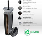 asobu Ocean Stainless Steel Tumbler with Flexible Straw Lid | Insulated Water Bottle for Ice Coffee, Cold Brew | Flip Open Lid for Hot Tea and Coffee | Reusable Travel Cup 27 Ounce (Black) - Image 3