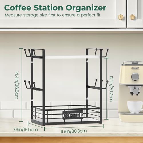 EsLuker.ly Coffee Mug Cup Holder Tree Bar Station Organizer, 2 Tier White - Image 2