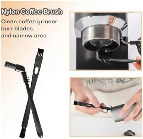 Air Blower Coffee Brush Set Slim Handle Brush Strong Fibers Brush Sturdy Nylon Bristles Espresso Machine Cleaning Deep Cleaning - Image 6