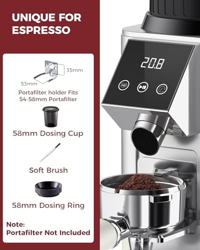 Tuni G1 Conical Burr Coffee Grinder With Coffee Knock Box(Silver) - Image 6