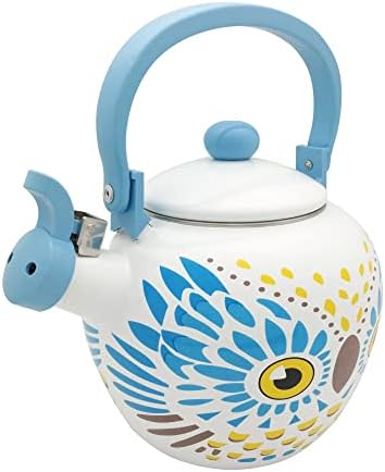 UPware Enamel on Steel Whistling Tea Kettle, Stovetop Teakettle (2.1 Quart, Owl) - Image 3