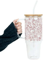 Sip-Sip Hooray! Christmas Line Doodle 40oz Glass Tumbler with Lid and Straw by Sip-SipHooray