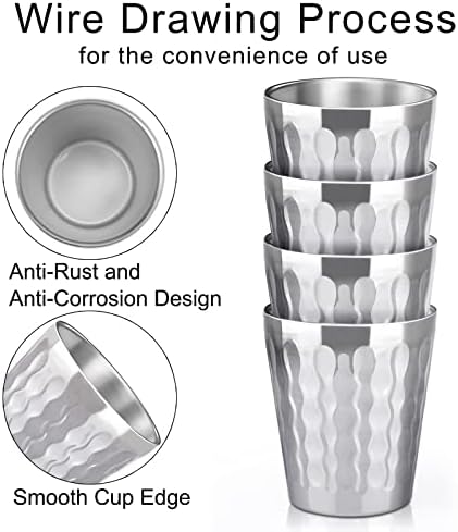 Beasea Stainless Steel Cups 10 oz, 8 Pack Small Bulk Stainless Steel Tumbler Stackable Insulated Cups for Drinking Double Wall Metal Glasses Tin Cups for Home Restaurant Office Party Camping - Image 3