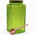 120oz Green Glass Storage Jars with Airtight Lids Tall Glass Jar with Scoop by Viovian