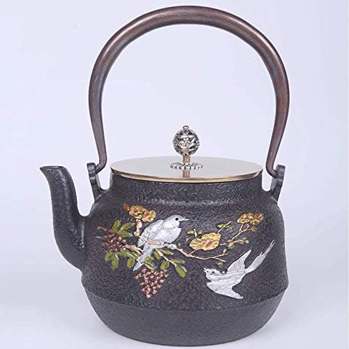 1.2L Teapot Tea Kettle Tea Pot Cast Iron Teapot, Japanese Style Tetsubin Tea Kettle | Cast Iron Tea Kettle to Keep Tea Warm | Bird and Tree Pattern Iron Kettle - Image 2