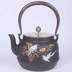 1.2L Teapot Tea Kettle Tea Pot Cast Iron Teapot, Japanese Style Tetsubin Tea Kettle | Cast Iron Tea Kettle to Keep Tea Warm | Bird and Tree Pattern Iron Kettle - Image 2