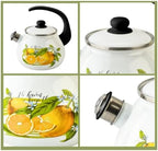 Enamel Kettle with Whistle 2.7 Qt (2.5 L) Stovetop Kettle with Ergonomic Handle, Enameled Steel Tea Pot for Stove Top, Vintage Kitchen Tea Kettle, Dishwasher and Induction Safe (Lemon) - Image 6