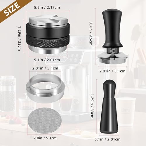 51mm Espresso Distribution Tool Set, Professional Barista Kit with Calibrated Tamper, Dosing Funnel, Spring Loaded Design, Black - Image 3