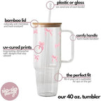 Sip-Sip Hooray! Coquette Pink Bow 40oz Glass Tumbler with Lid and Straw, Aesthetic Iced Coffee Cup, Gift for Teen Girls, Balletcore Drinkware - Image 4