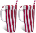 Silipint 32oz Silicone Humbler Tumbler with Handle, Flip Lid and Straw – BPA-Free, Non-Toxic, Unbreakable, Microwave, Dishwasher Safe – Perfect for Tea, Cold Water, Peppermint Stripe - Pack of 2 by Silipint