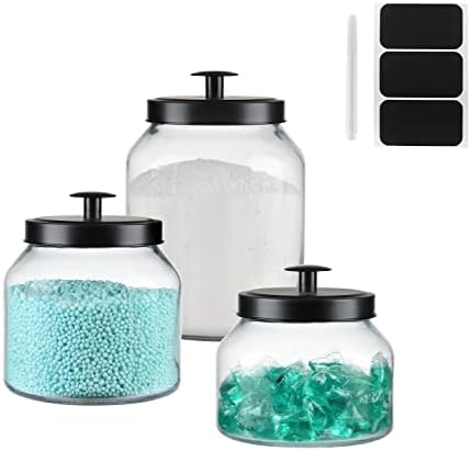 Hyperspace Clear Glass Kitchen Canister Set, Cookie Jar, Food Storage Container, Bathroom Jar with Metal Airtight Lid (Black) - Image 6